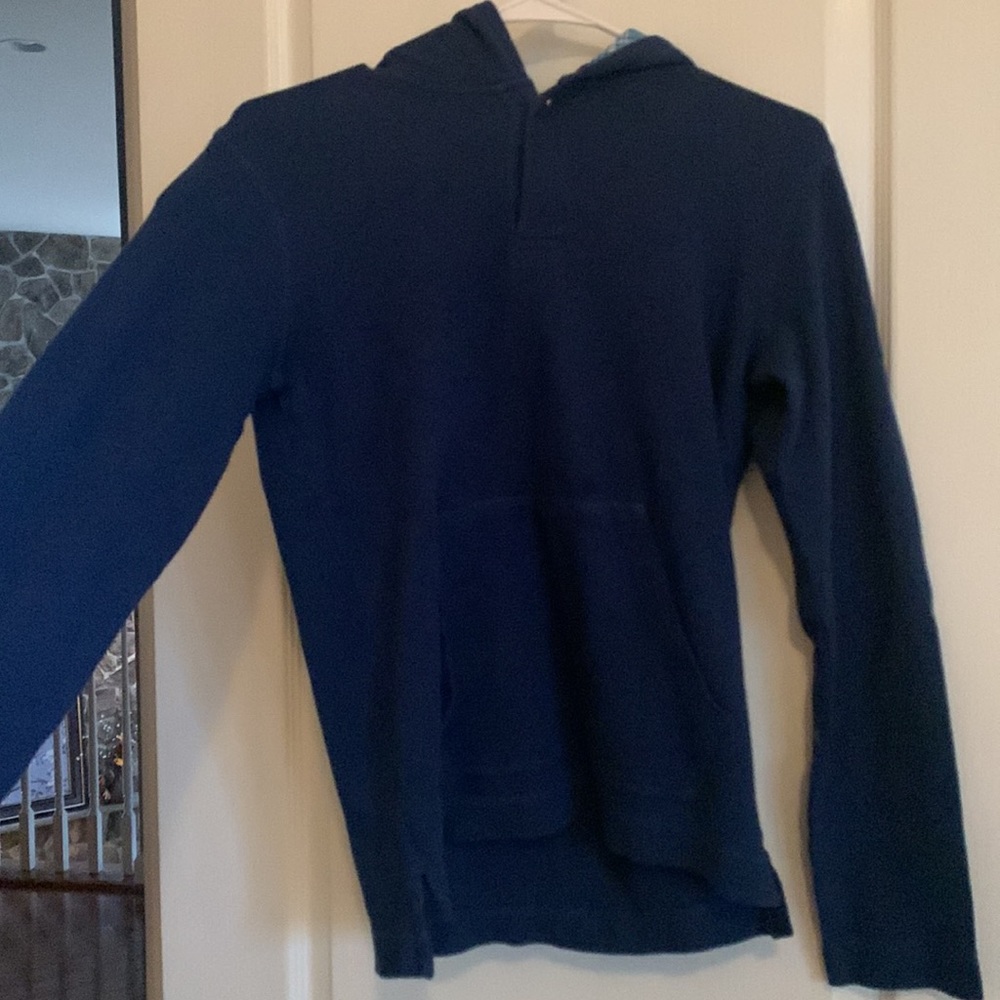 Lands end cotton dark blue hoodie. Boys large (14-16)